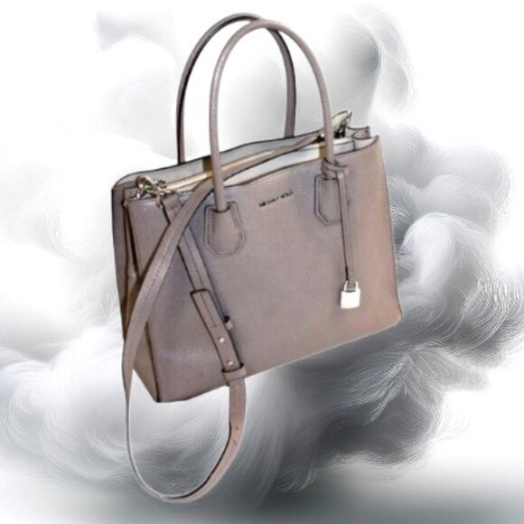 Michael Kors Mercer Gray Leather Convertible Structured Cross Body Satch… - Picture 1 of 10